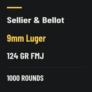 Sellier & Bellot 9mm Luger 124gr FMJ, 1000 rounds