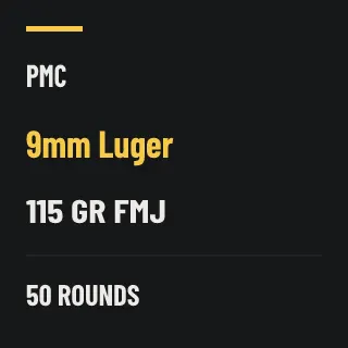 PMC 9mm Luger 115gr FMJ, 50 rounds