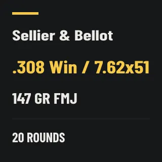 Sellier & Bellot .308 Win / 7.62x51 147gr FMJ, 20 rounds