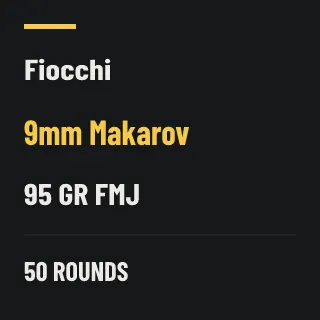 Fiocchi 9mm Makarov 95gr FMJ, 50 rounds