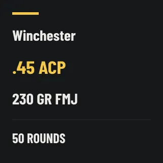 Winchester .45 ACP 230gr FMJ, 50 rounds