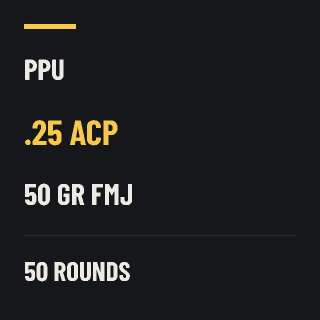PPU .25 ACP 50gr FMJ, 50 rounds