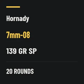 Hornady 7mm-08 139gr SP, 20 rounds