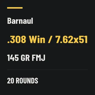 Barnaul .308 Win / 7.62x51 145gr FMJ, 20 rounds