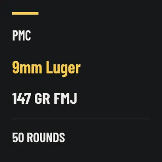 PMC 9mm Luger 147gr FMJ, 50 rounds