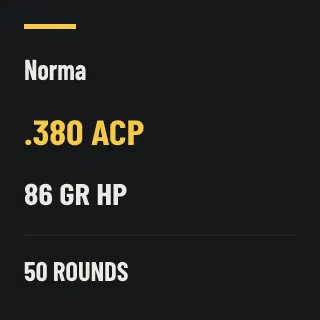 Norma .380 ACP 86gr HP, 50 rounds