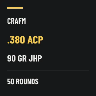 CRAFM .380 ACP 90gr JHP, 50 rounds