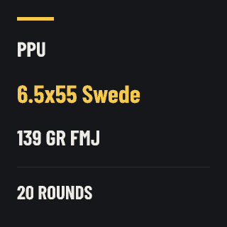 PPU 6.5x55 Swede 139gr FMJ, 20 rounds