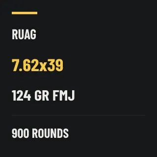 RUAG 7.62x39 124gr FMJ, 900 rounds