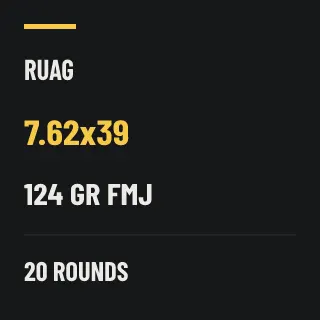 RUAG 7.62x39 124gr FMJ, 20 rounds