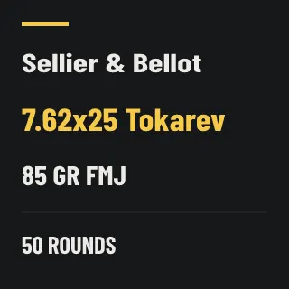 Sellier & Bellot 7.62x25 Tokarev 85gr FMJ, 50 rounds