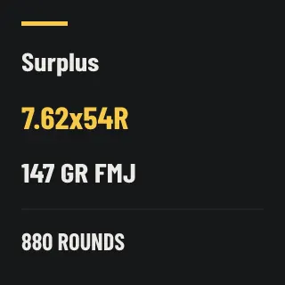 Surplus 7.62x54R 147gr FMJ, 880 rounds