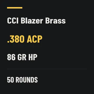 CCI Blazer Brass .380 ACP 86gr HP, 50 rounds
