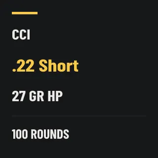 CCI .22 Short 27gr HP, 100 rounds