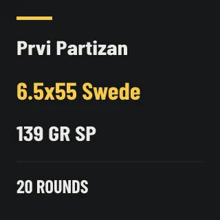 PPU 6.5x55 Swede 139gr SP, 20 rounds