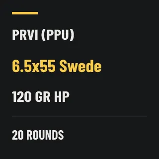 PPU 6.5x55 Swede 120gr HP, 20 rounds